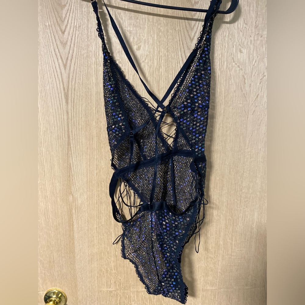Savage X Fenty Black and blue teddy Mesh 1X